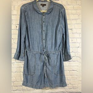 ANTHROPOLOGIE LEVEL 99 Chambray Linen Blend Vacation Beach Casual Milly Romper L
